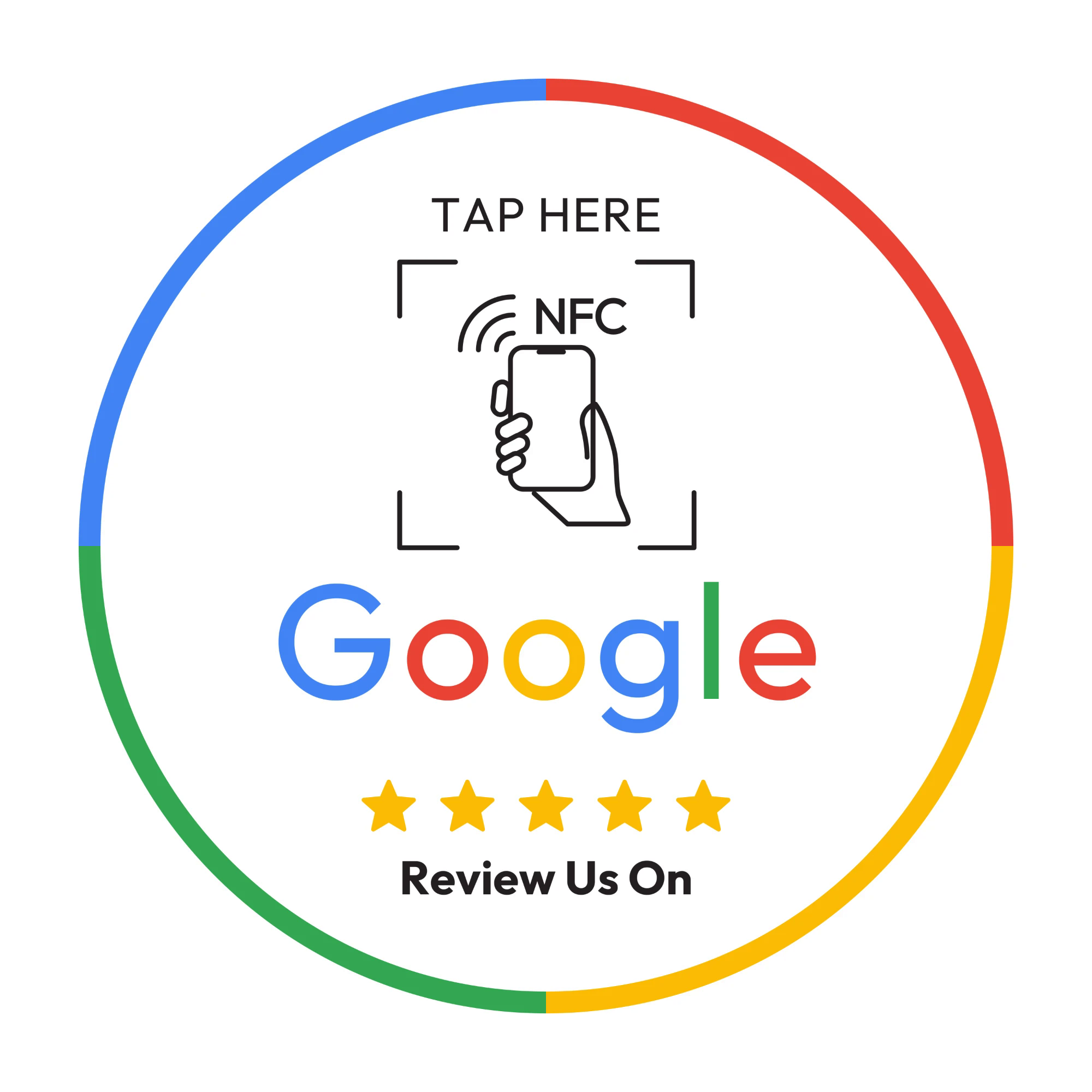 Okrúhla NFC karta na Google recenzie — rozmer ⌀ 100 mm