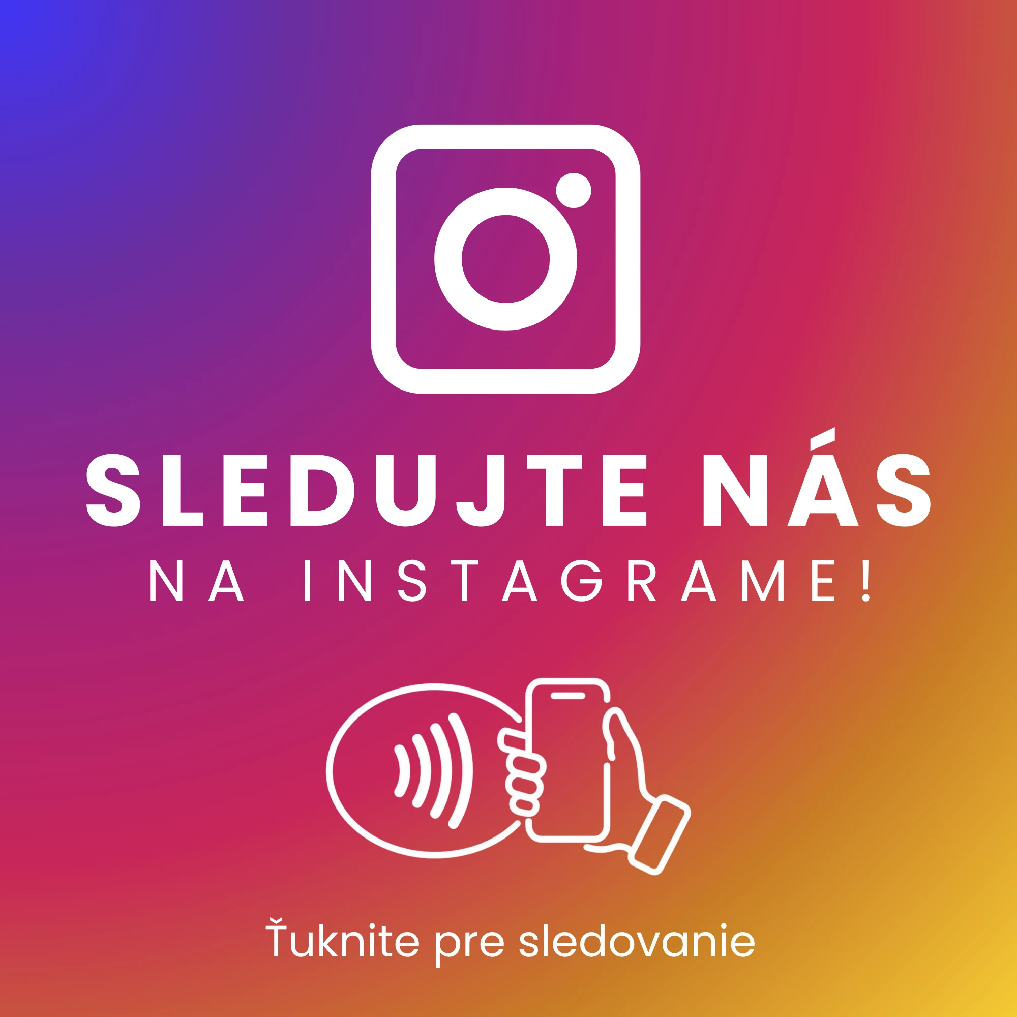NFC karta Instagram na sledovanie profilu — rozmer 90 × 90 mm